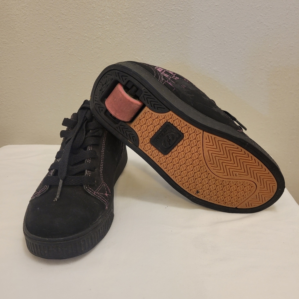 Black Sneakers with Pink Stitching and Roller Heel